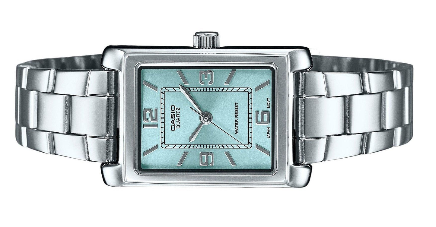 Casio Standard Analog Edelstahl Aqua Blaues Zifferblatt Quarz LTP-1234DD-2A Damenuhr
