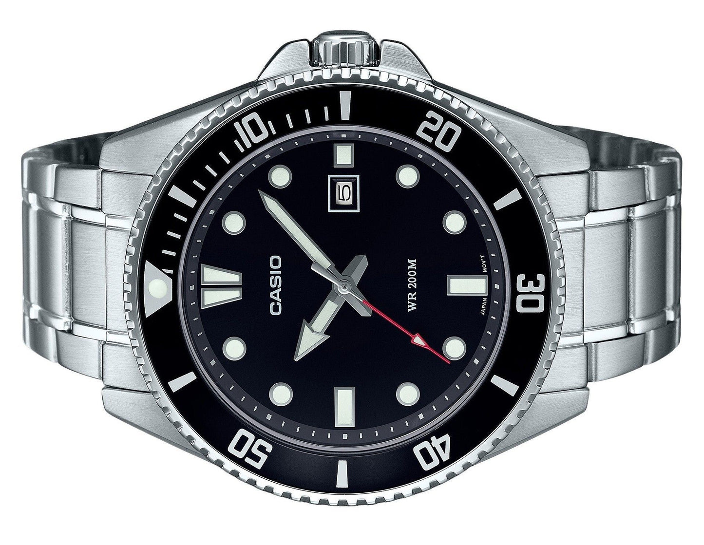 Casio Standard Analog Edelstahl Schwarzes Zifferblatt Quarz MDV-107D-1A1 200M Herrenuhr