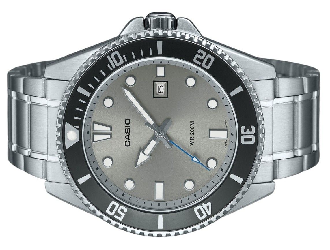 Casio Standard Analog Edelstahl Graues Zifferblatt Quarz MDV-107D-8AV 200M Herrenuhr
