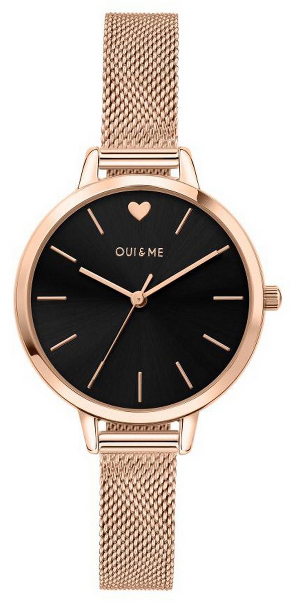 Oui & Me Petite Amourette Schwarzes Zifferblatt Rose Goldfarben Edelstahl Quarz ME010002 Damenuhr