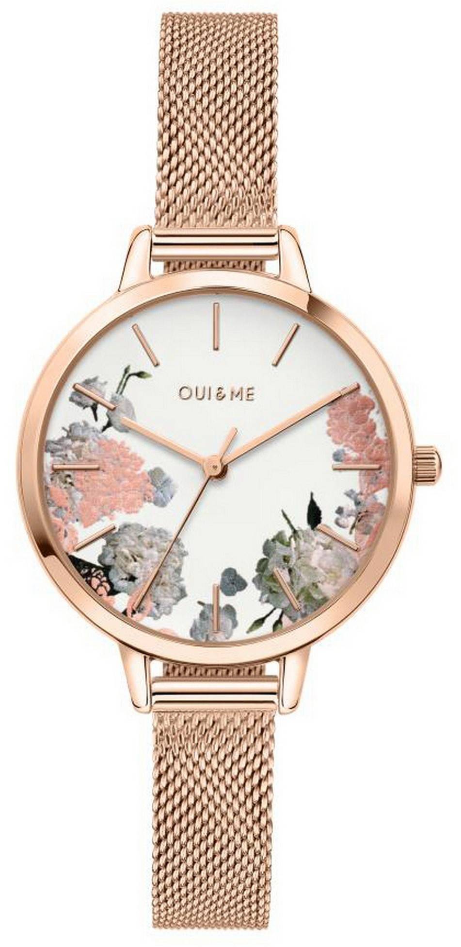 Oui & Me Petite Fleurette White Dial Rose Goldfarben Edelstahl Quarz ME010096 Damenuhr