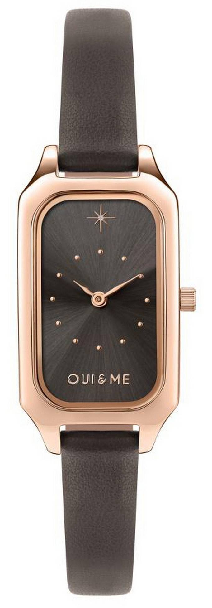 Oui & Me Finette Rose Dark Graues Zifferblatt Lederarmband Quarz ME010116 Damenuhr