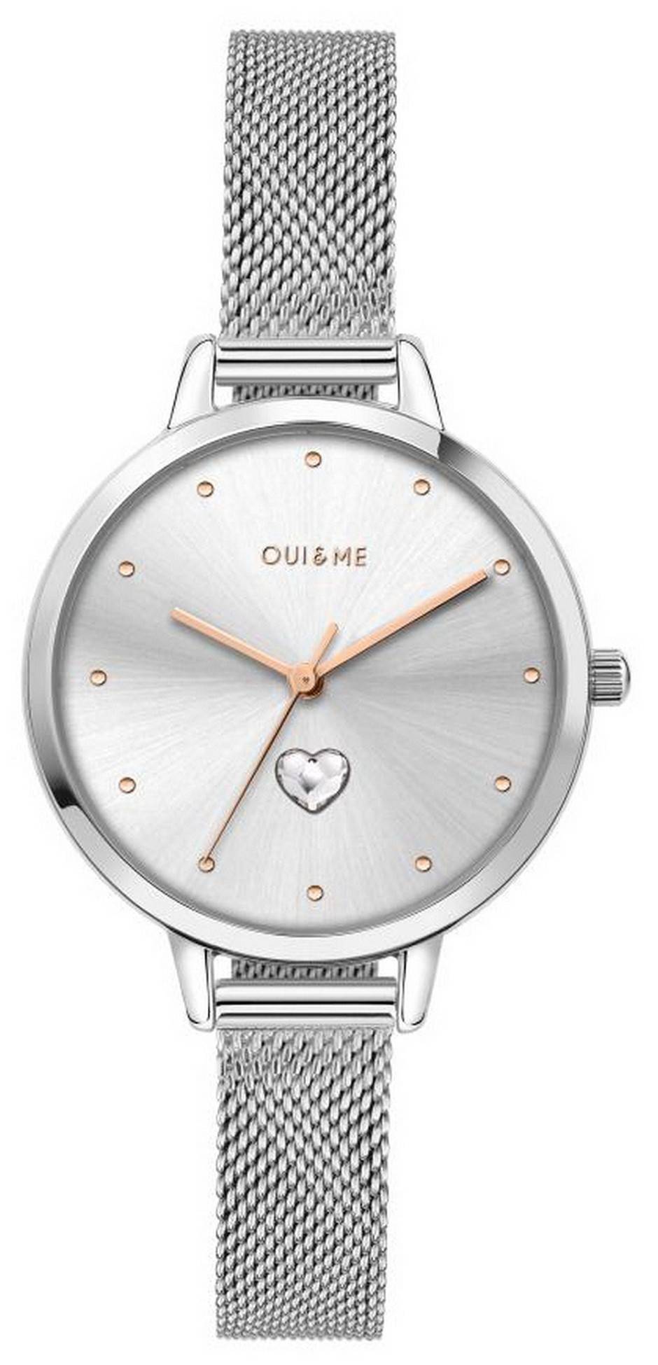 Oui & Me Petite Amourette Silver Sunray Dial Edelstahl Mesh Quarz ME010140 Damenuhr