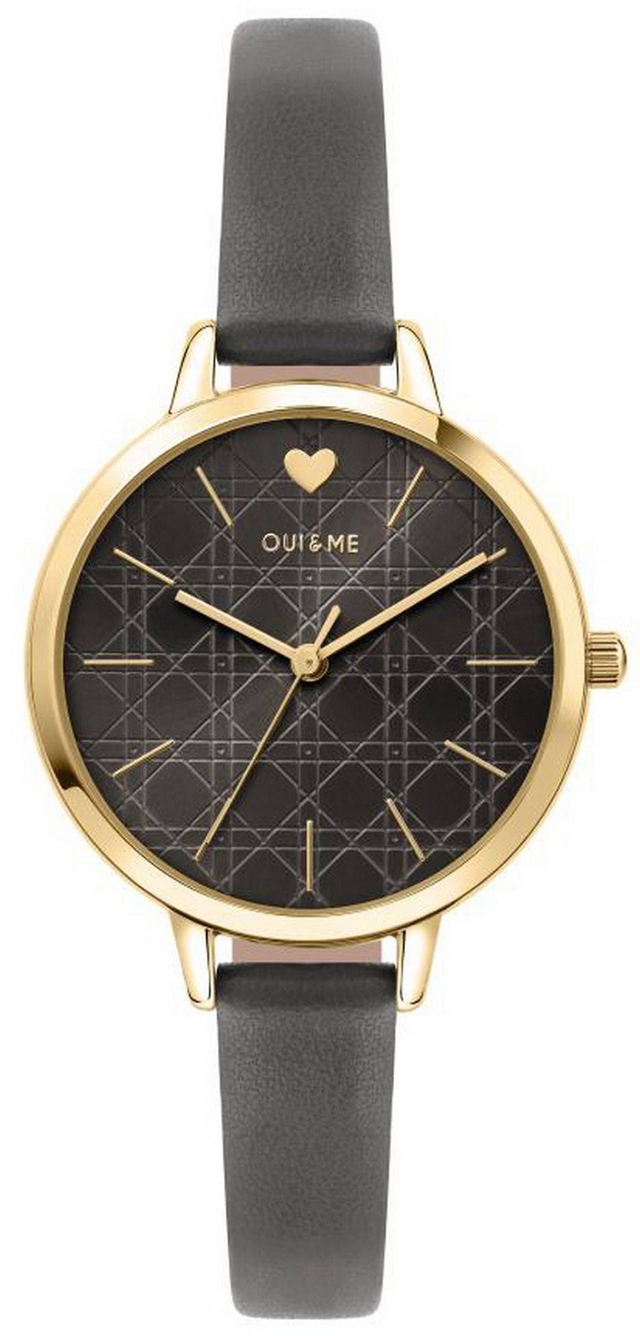 Oui & Me Petite Amourette Dark Graues Zifferblatt Lederarmband Quarz ME010150 Damenuhr