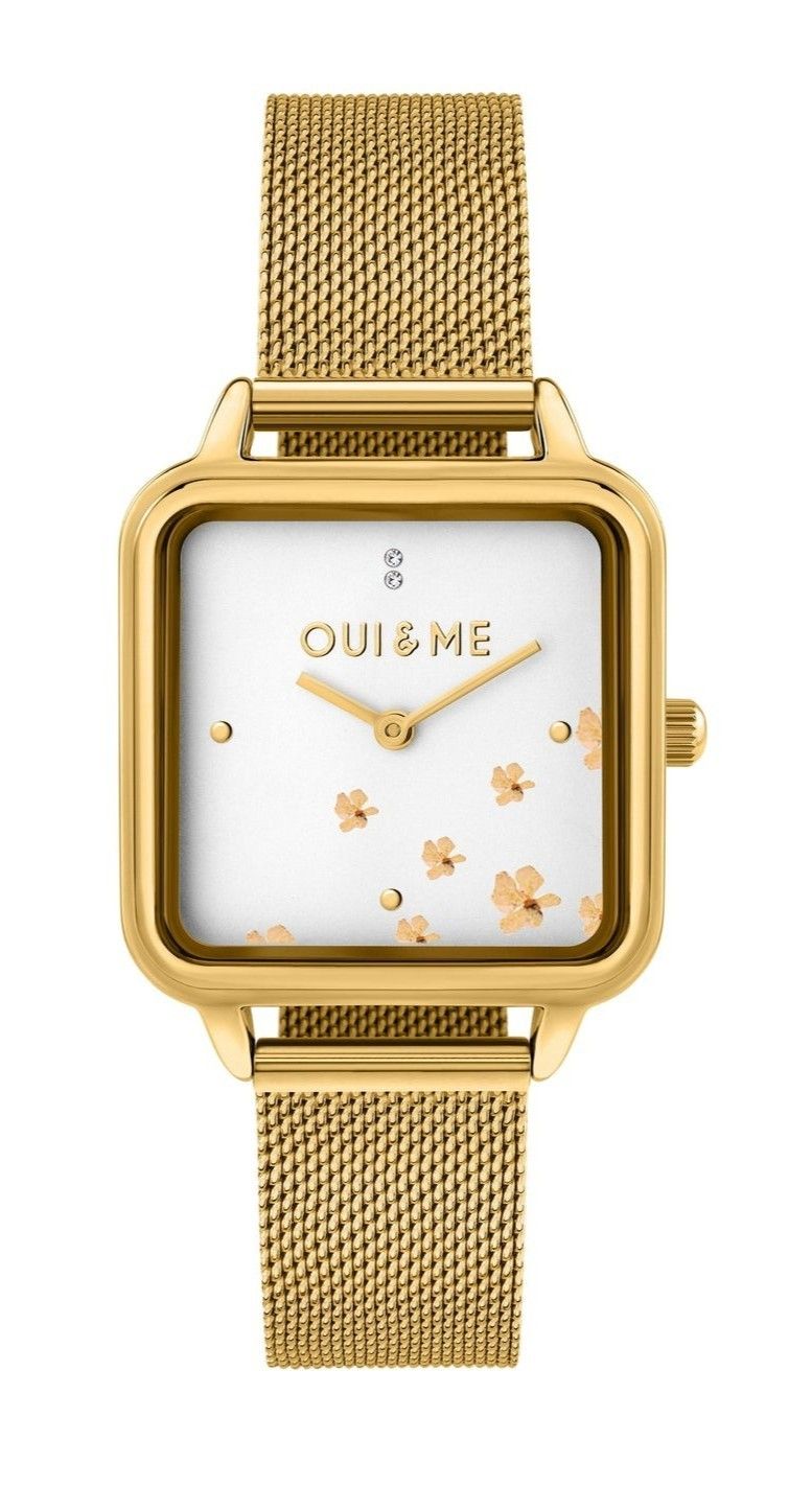 Oui & Me Harmonie Goldfarben Edelstahl Mesh White Dial Quarz ME010382 Damenuhr
