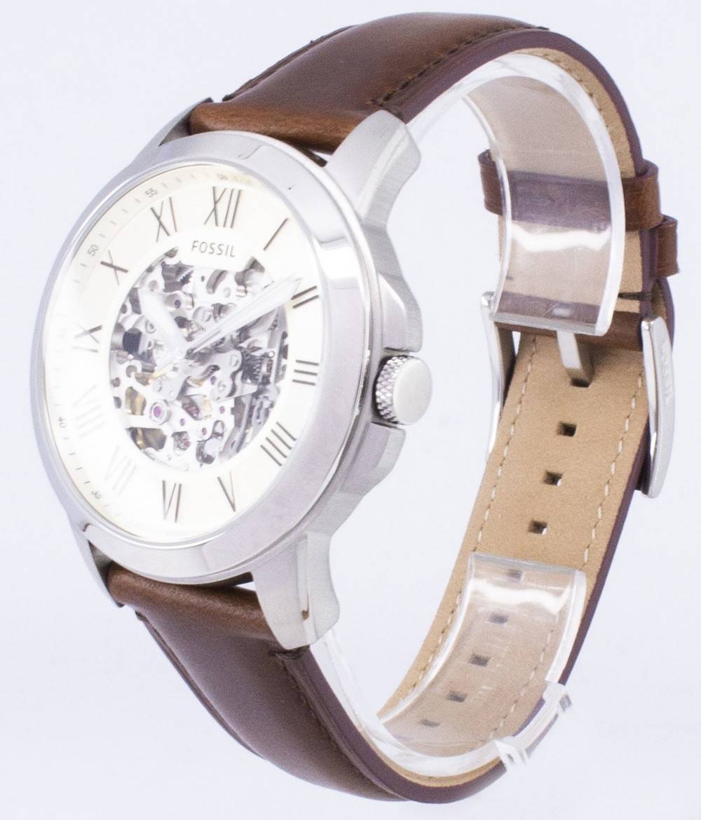 Fossil Grant Automatik Beige Skelett-Zifferblatt ME3099 Herrenuhr