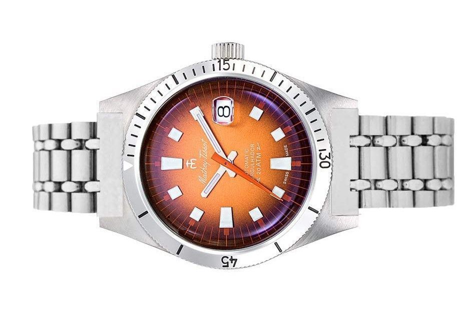Mathey-Tissot Mergulhador Edelstahl Orange Dial Automatik Taucher MRG3 200M Herrenuhr Watch With Extra Strap