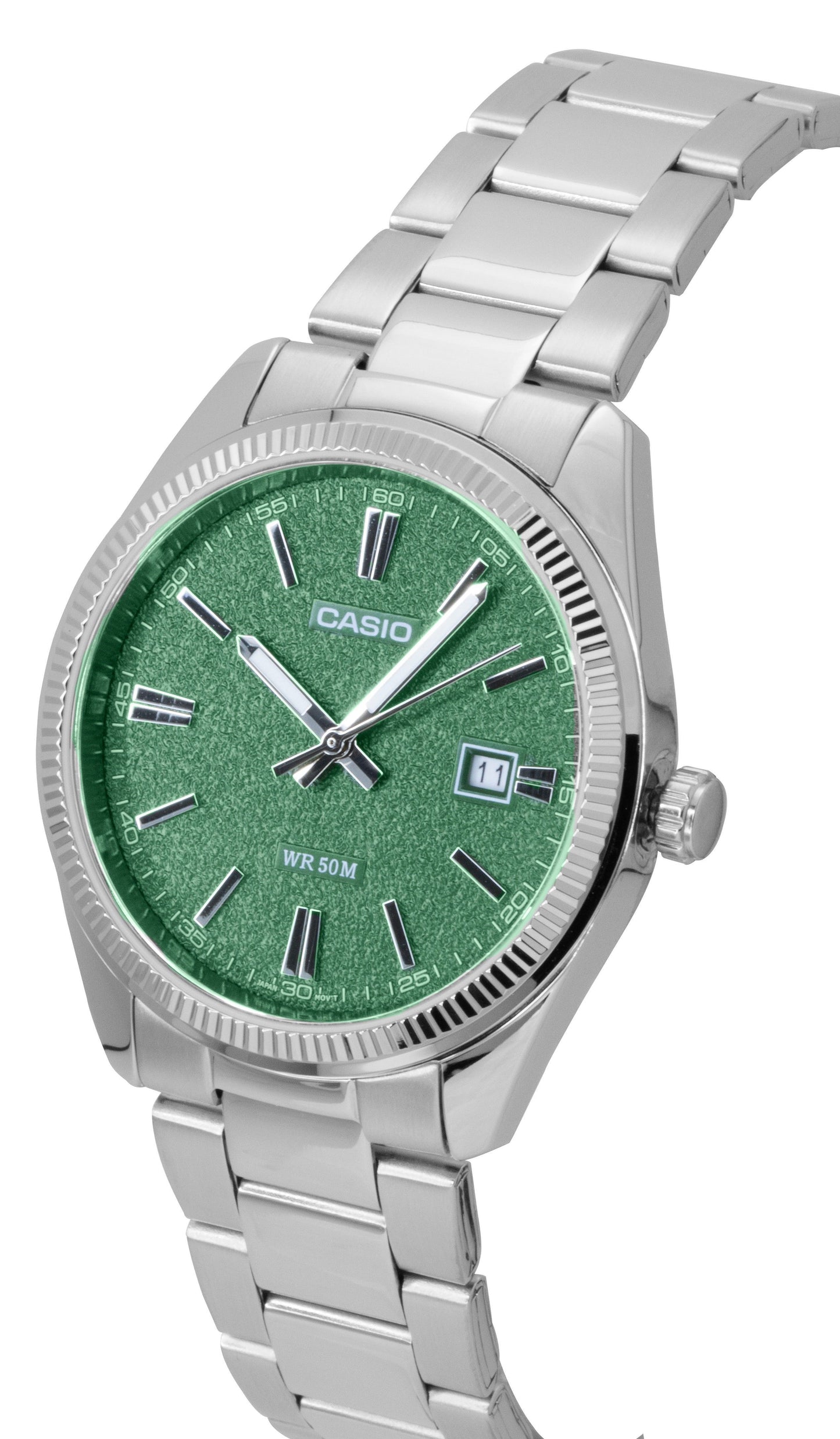 Casio Standard Analog Edelstahl Gr?nes Zifferblatt Quarz MTP-1302DA-3AV Herrenuhr