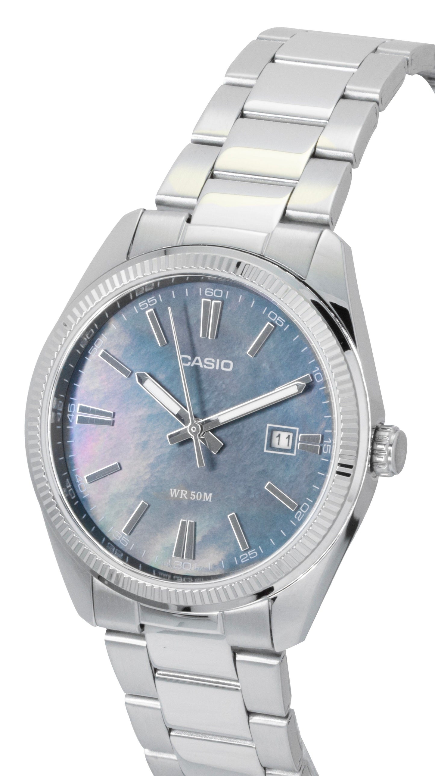 Casio Standard Analog Edelstahl Mother Of Pearl Quarz MTP-1302DS-1AV Herrenuhr