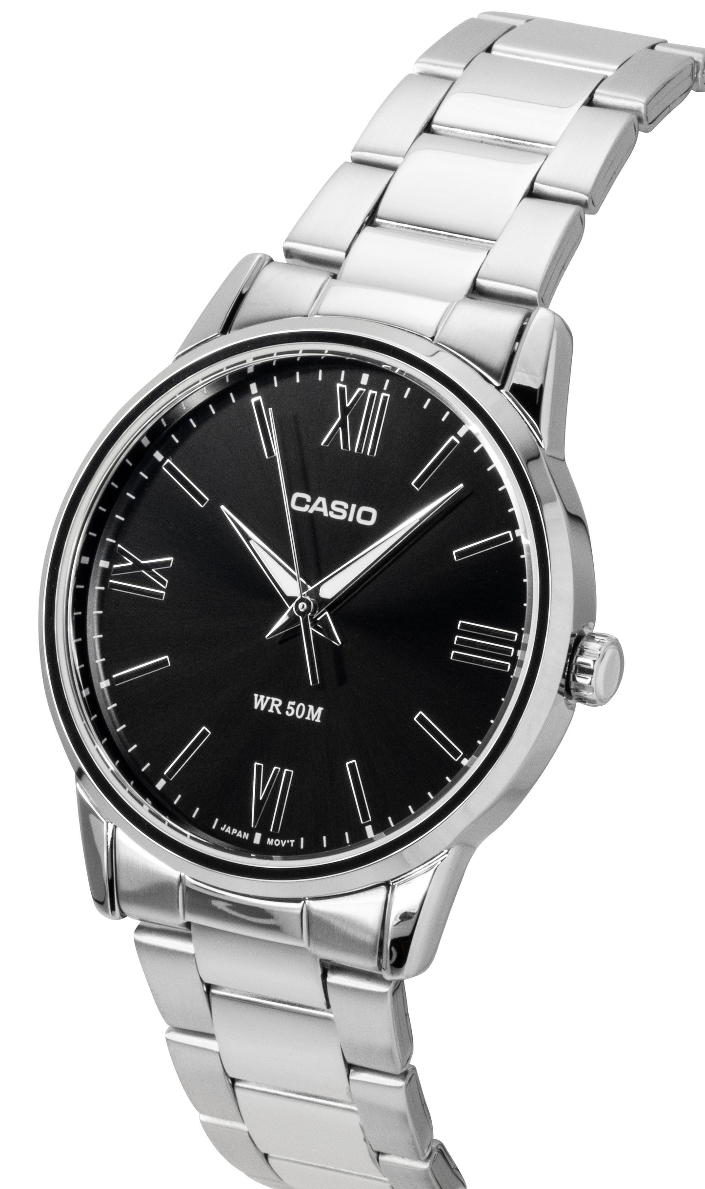 Casio Analog Edelstahl Schwarzes Zifferblatt Quarz MTP-1303DD-1AV Herrenuhr