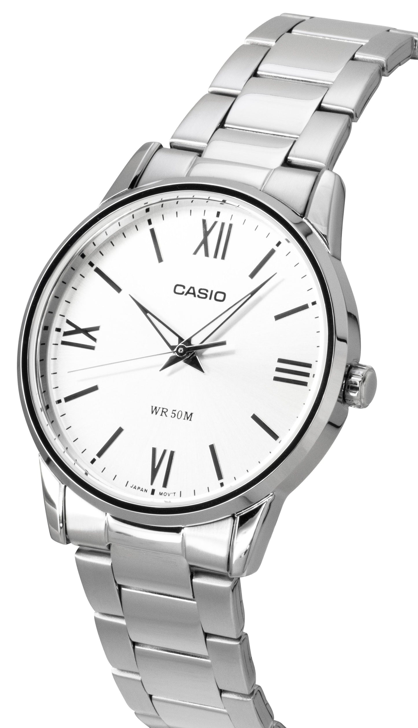 Casio Analog Edelstahl Silberfarbenes Zifferblatt Quarz MTP-1303DD-7AV Herrenuhr