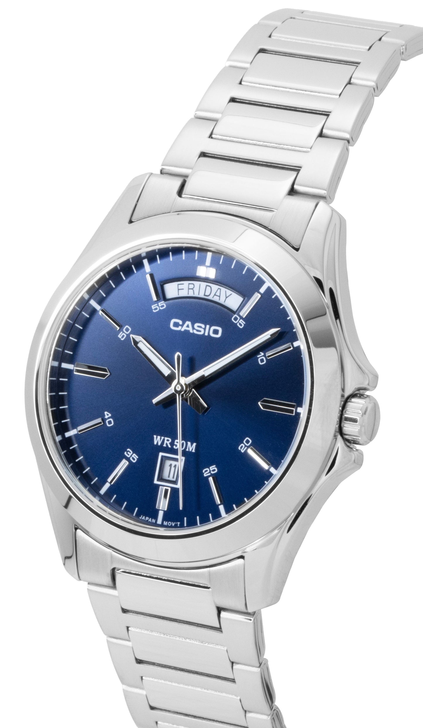 Casio Standard Analog Edelstahl Blaues Zifferblatt Quarz MTP-1370D-2A2V Herrenuhr