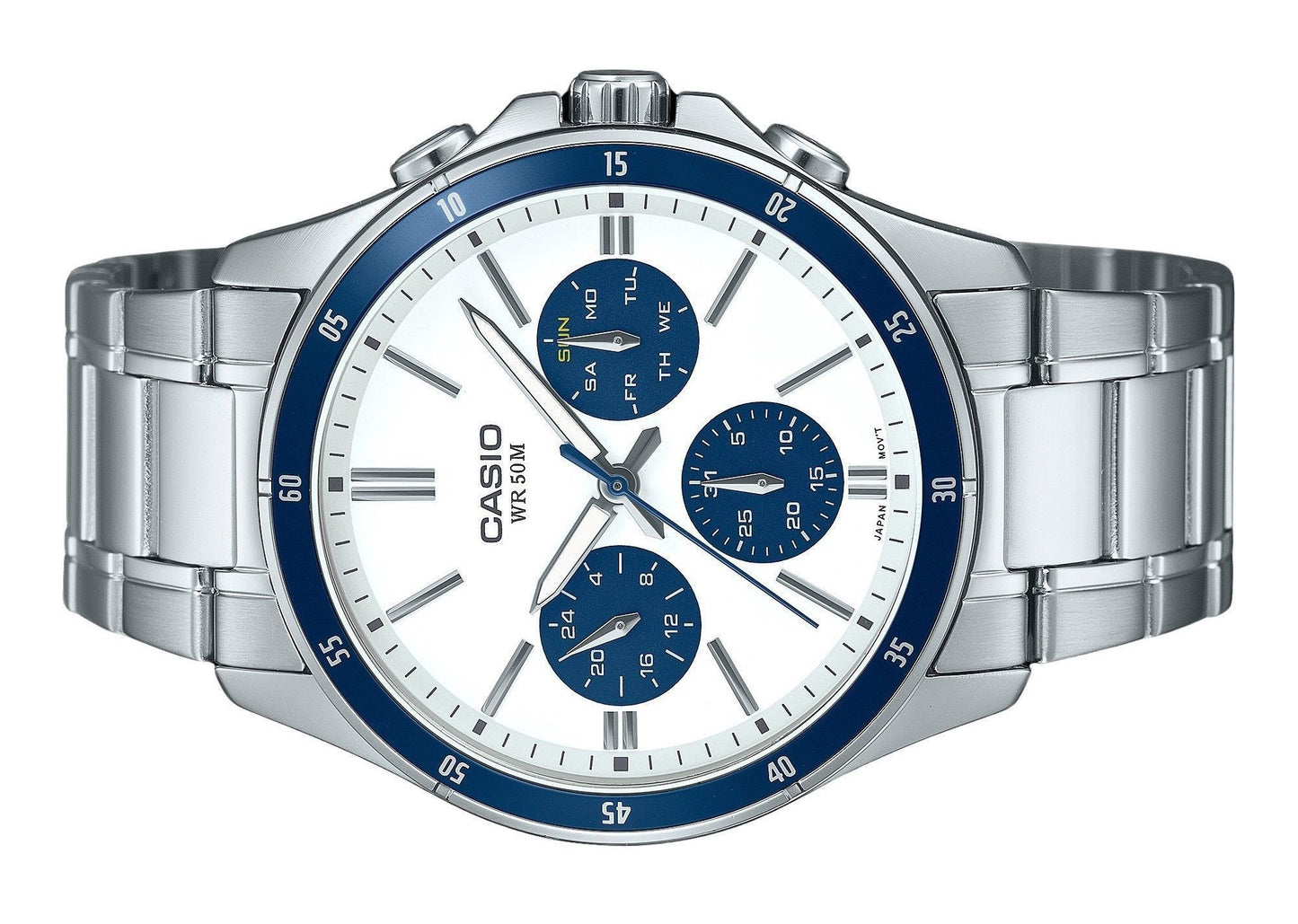 Casio Standard Analog Ion Plated Edelstahl White Dial Quarz MTP-1374D-7A2V Herrenuhr