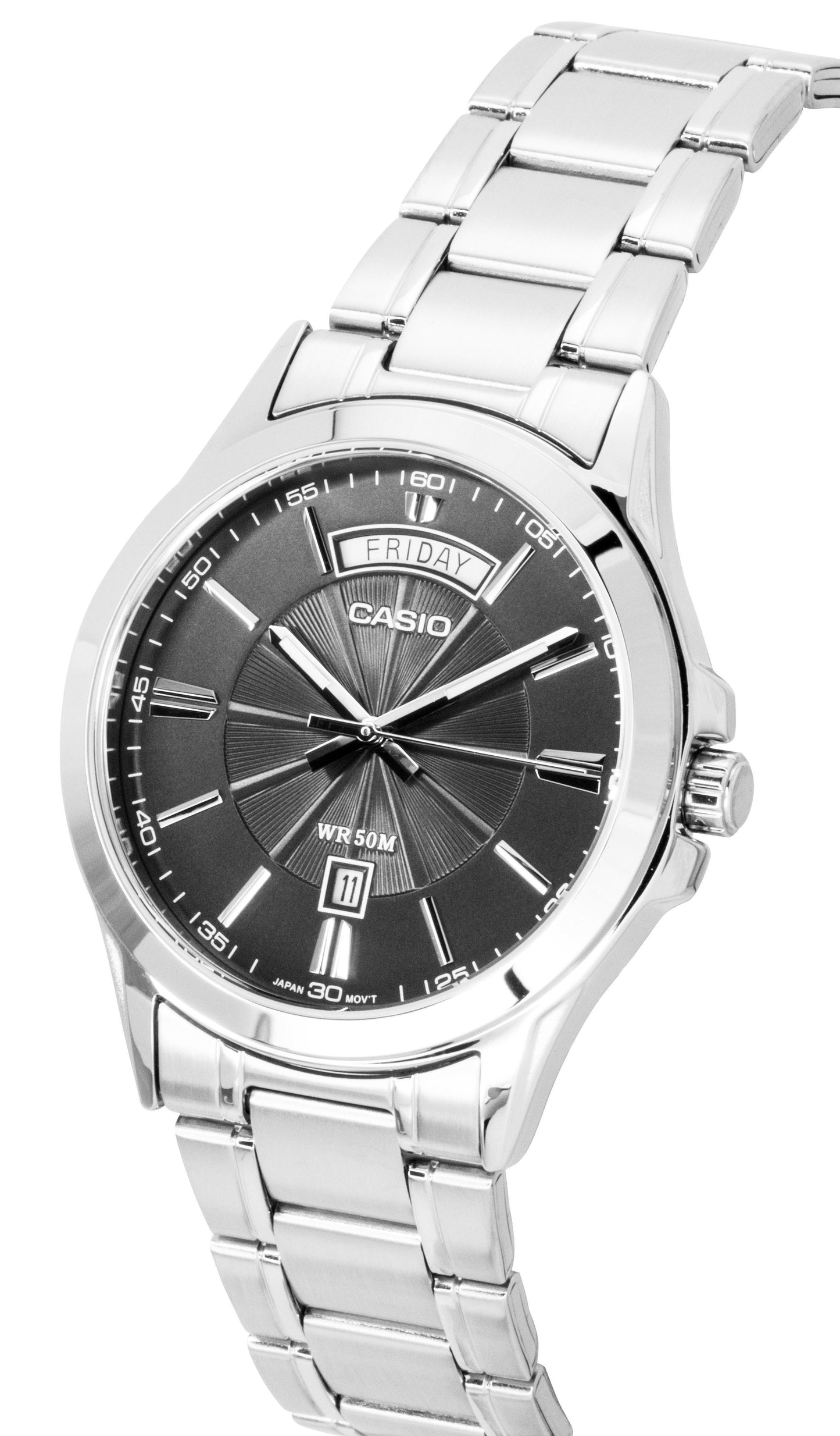 Casio Standard Analog Edelstahl Graues Zifferblatt Quarz MTP-1381D-8AV Herrenuhr