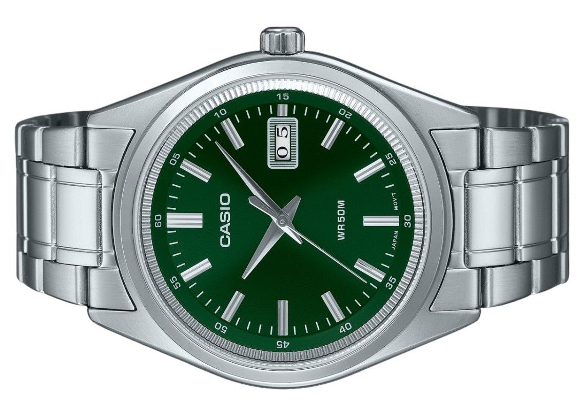 Casio Standard Analog Edelstahl Gr?nes Zifferblatt Quarz MTP-B180D-3AV Herrenuhr