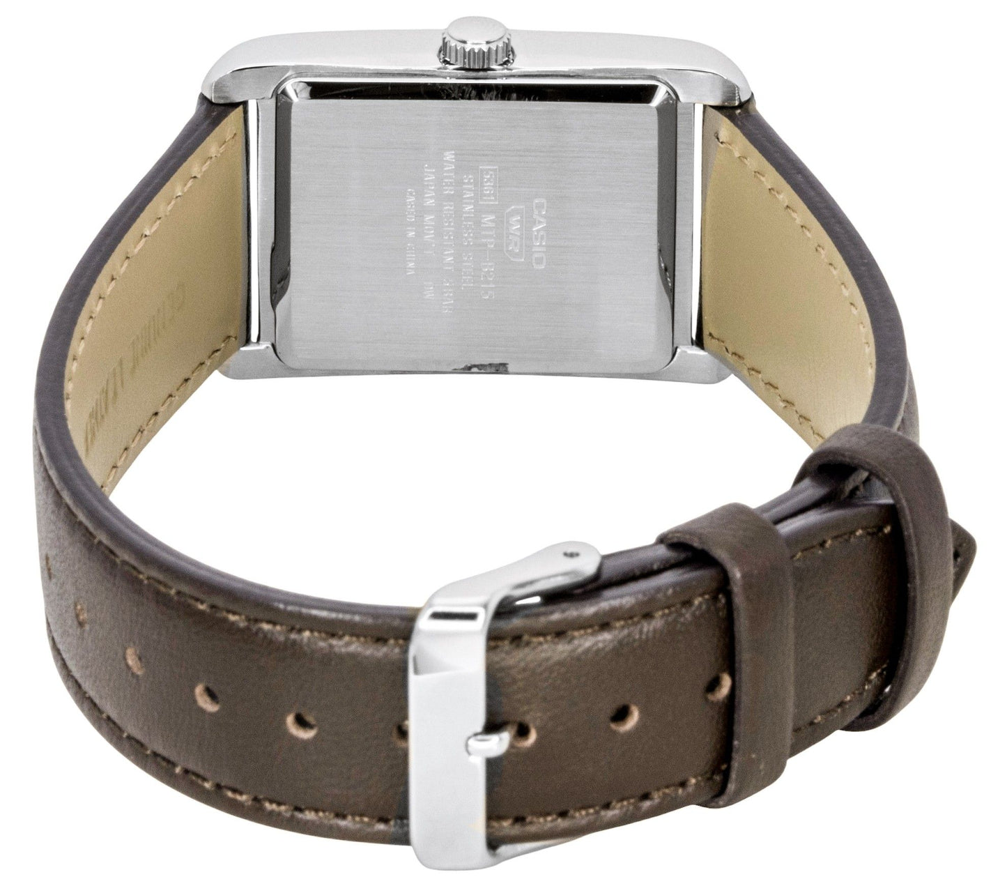 Casio Analog Lederarmband Silberfarbenes Zifferblatt Quarz MTP-B215L-7AV Herrenuhr