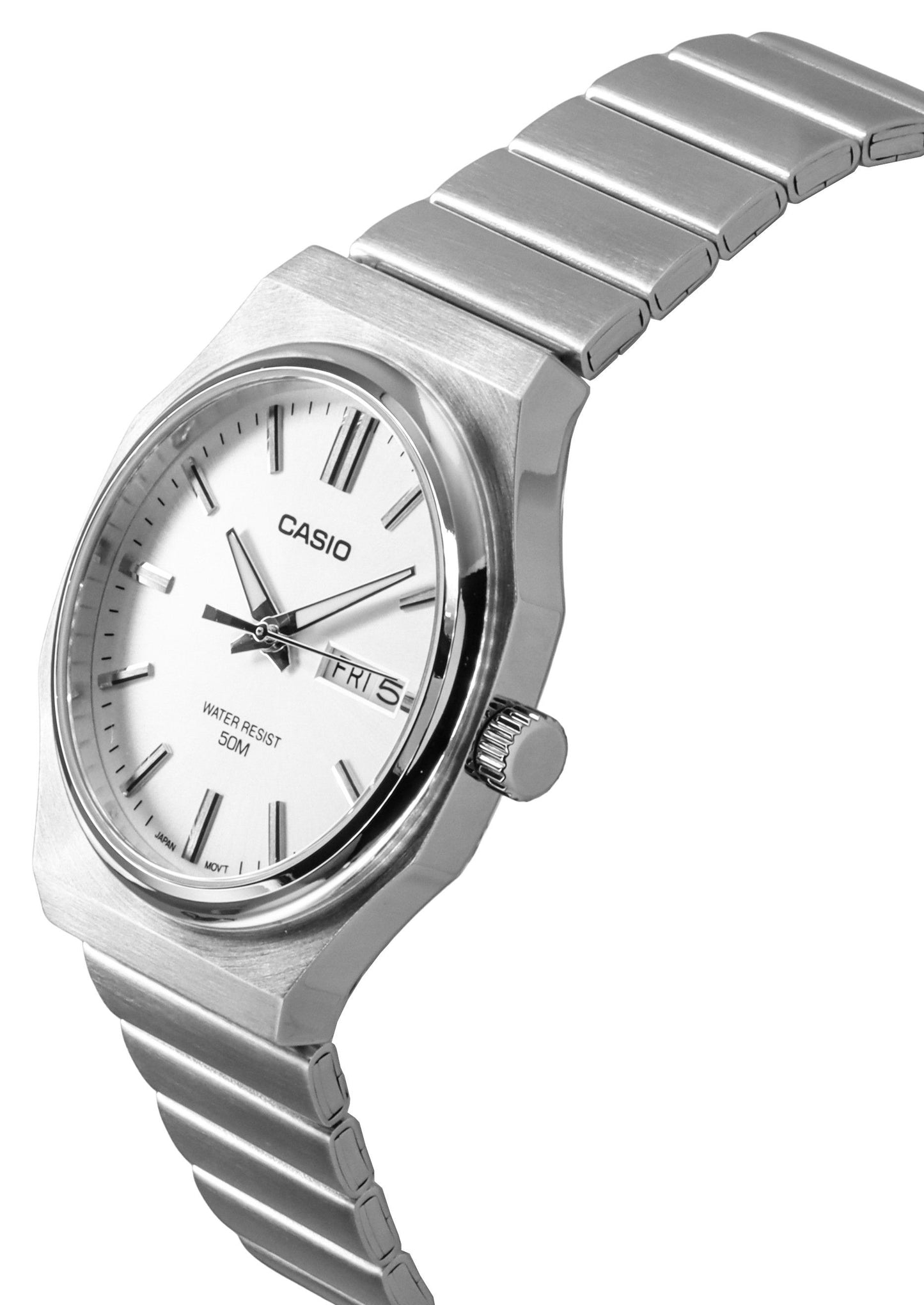 Casio Standard Analog Edelstahl Silberfarbenes Zifferblatt Quarz MTP-E735D-7AV Herrenuhr