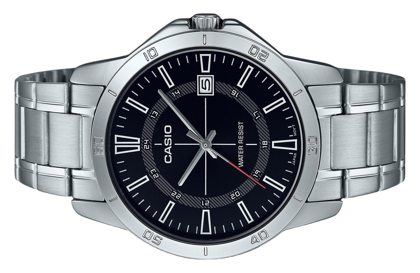 Casio Standard Analog Edelstahl Schwarzes Zifferblatt Quarz MTP-V004D-1C Herrenuhr