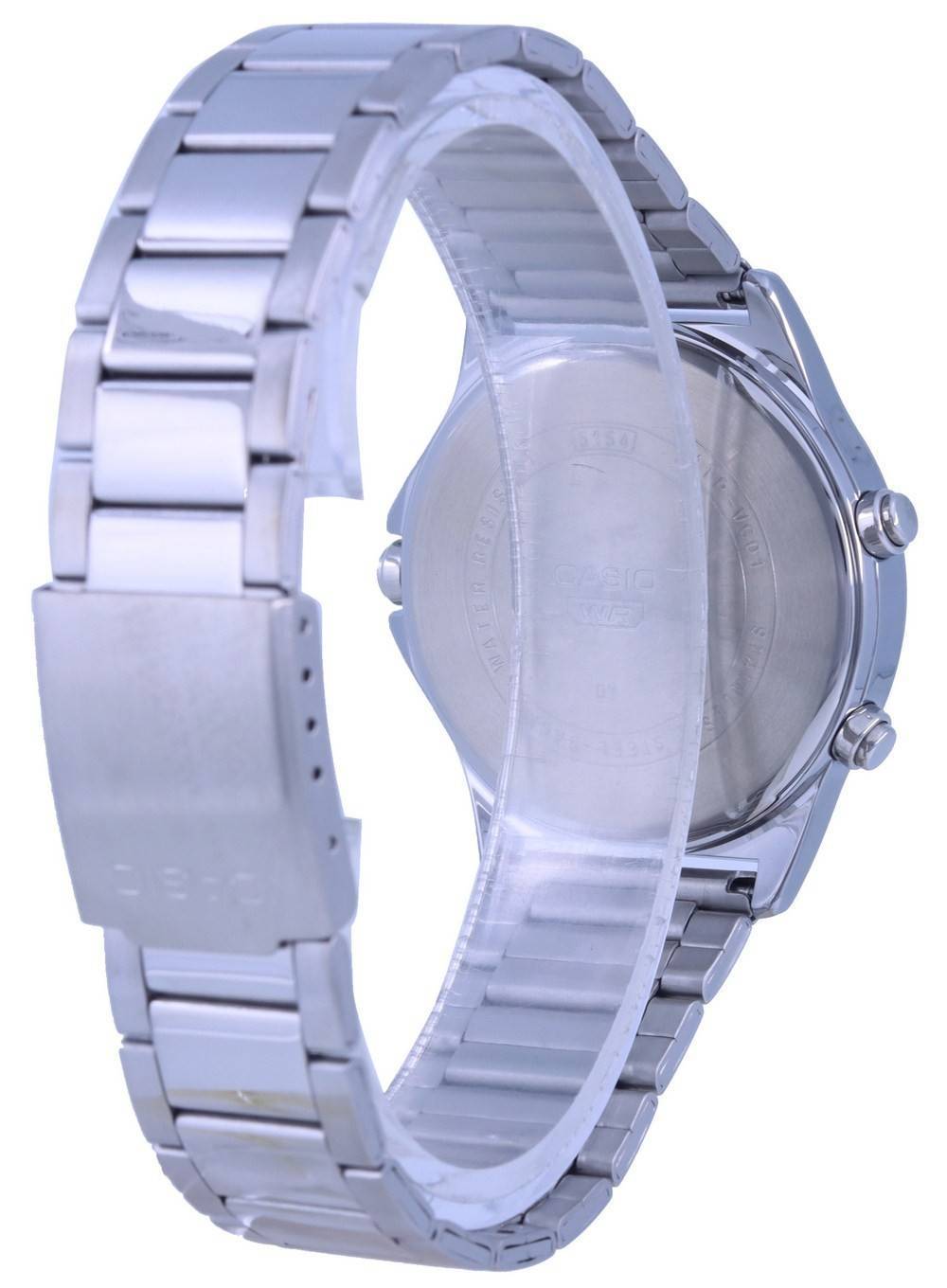 Casio Analog Digital Schwarzes Zifferblatt Edelstahl MTP-VC01D-1E MTPVC01D-1 Herrenuhr