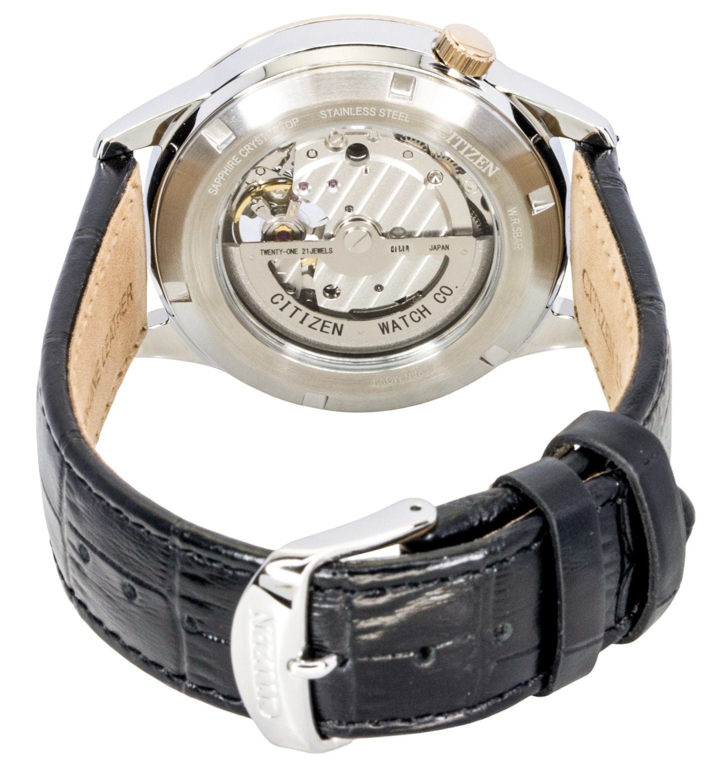 Citizen Lederarmband Open Heart Blaues Zifferblatt Automatik NH9136-02L Herrenuhr
