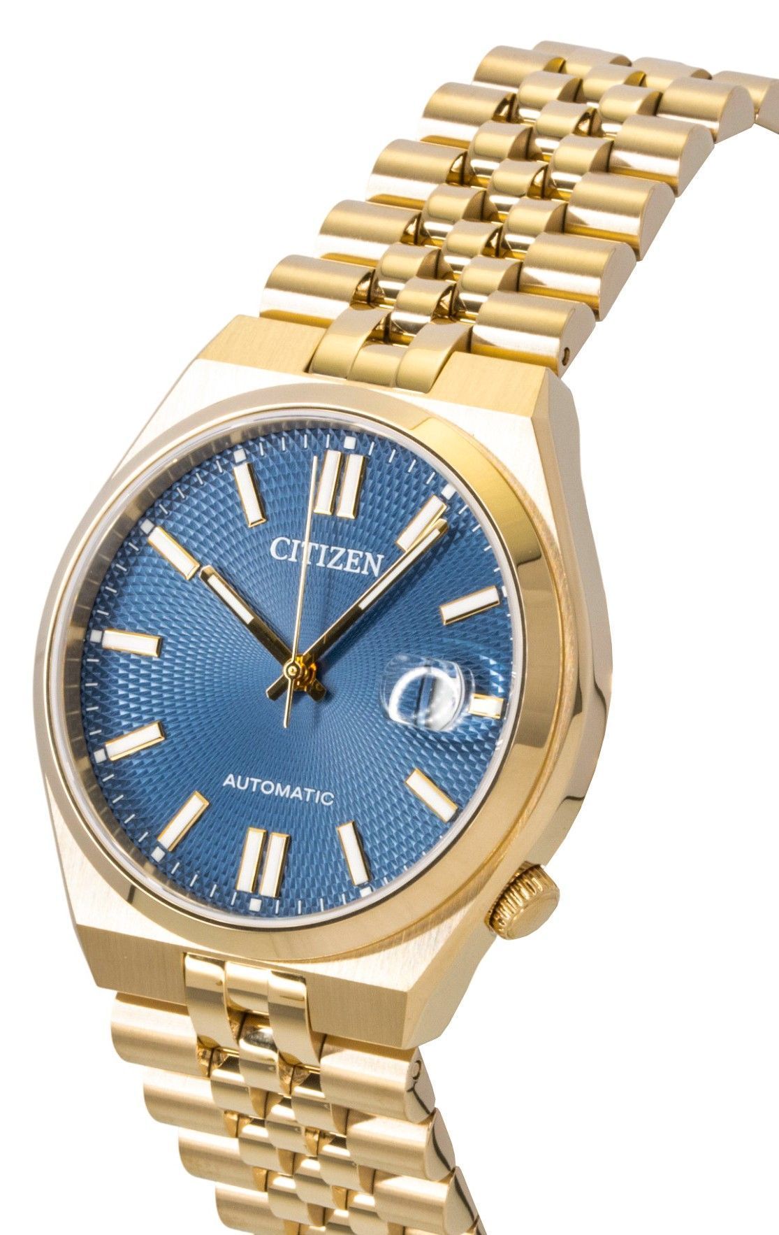 Citizen Tsuyosa 60 Rose Goldfarben Edelstahl Blaues Zifferblatt Automatik NK0023-57L 100M Herrenuhr