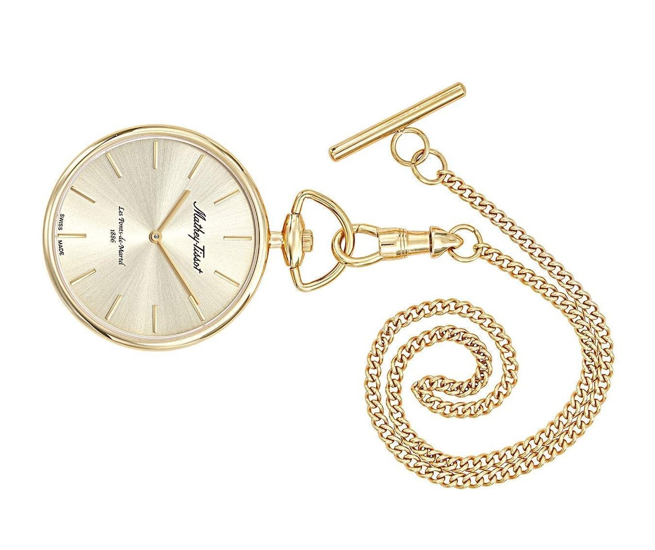 Mathey-Tissot Goldfarben Edelstahl Champagnerfarbenes Zifferblatt Quarz P1PDI Unisex Pocket Watch