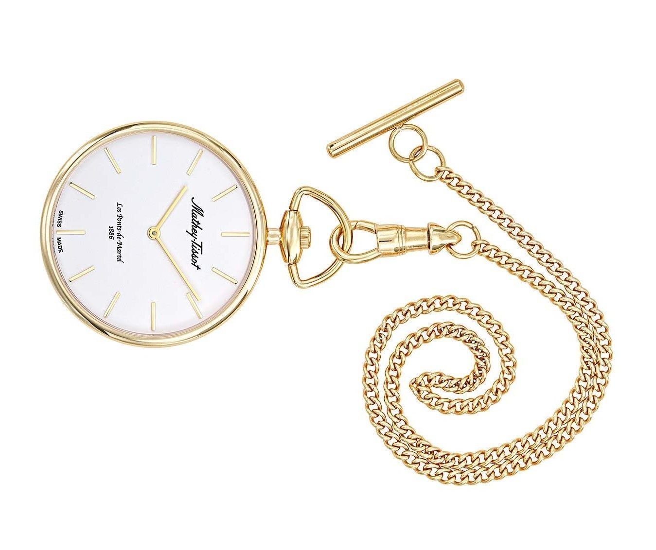 Mathey-Tissot Goldfarben Edelstahl White Dial Quarz P2PI Unisex Pocket Watch