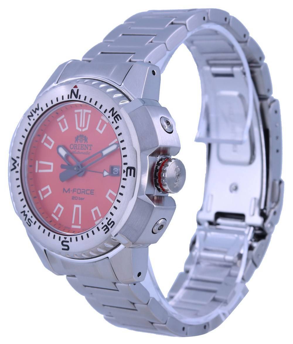 Orient M-Force Orange Dial Edelstahl Automatik Taucher RA-AC0N02Y10B 200M Herrenuhr