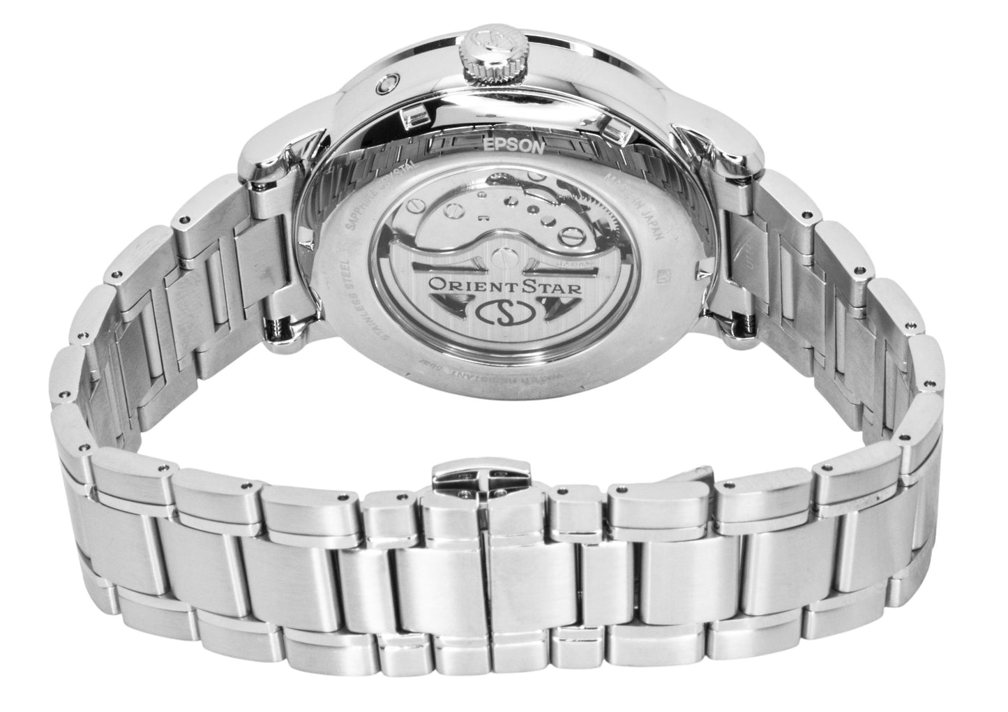 Orient Star M45 F7 Mechanisch Moon Phase Edelstahl Navy Blue Open Heart Dial Automatik RE-BT0006L Herrenuhr