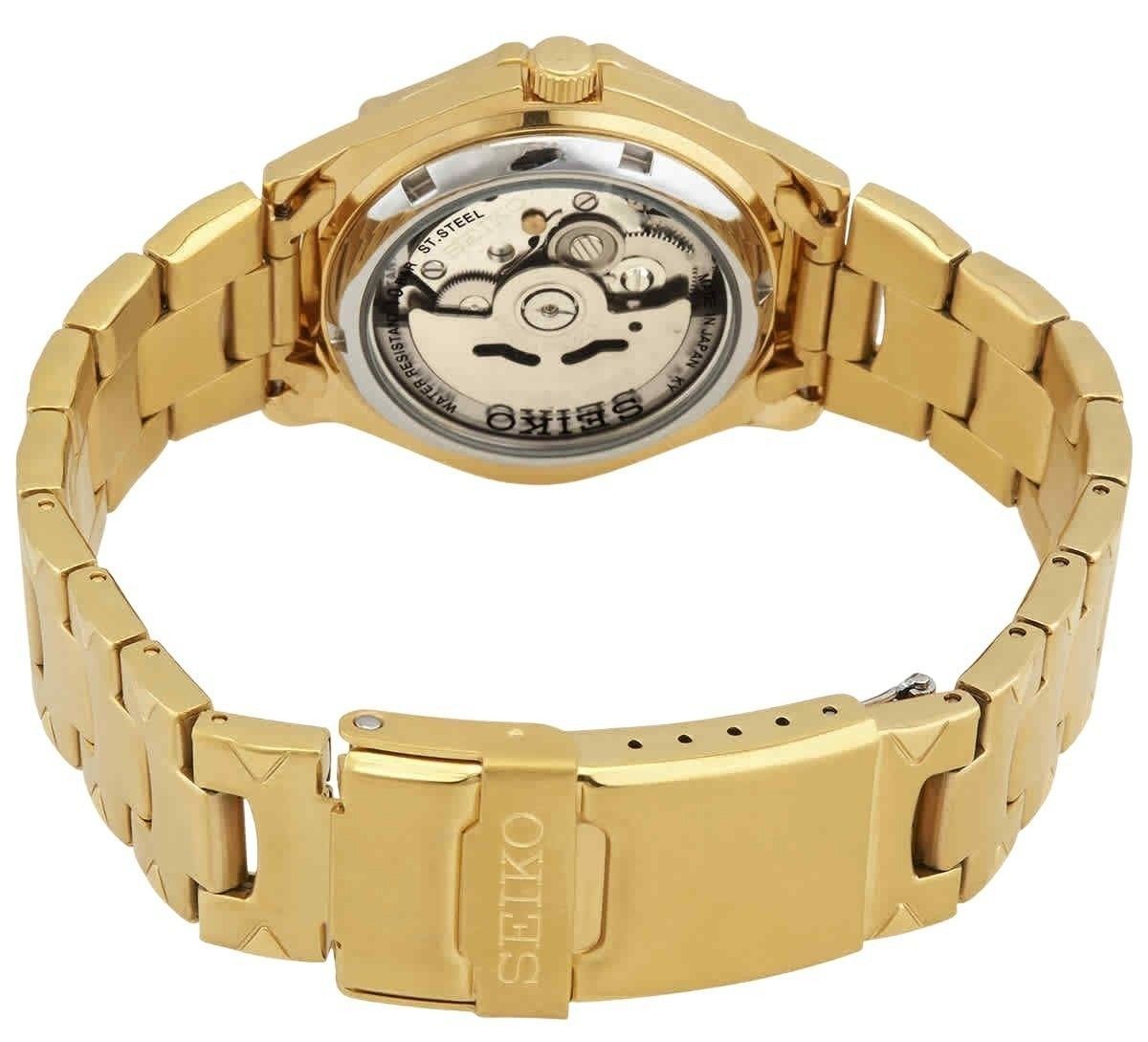 General?berholt Seiko 5 Sports Goldfarben Edelstahl Gold Dial Automatik SNZ450J1 100M Herrenuhr