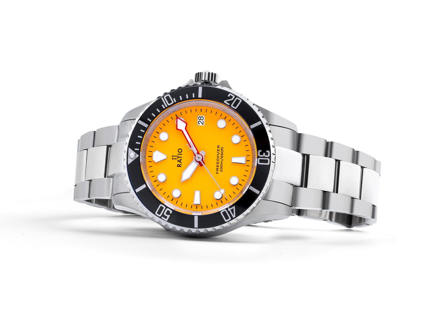 Ratio FreeDiver Sapphire Edelstahl Yellow Dial Quarz RTF034 200M Herrenuhr