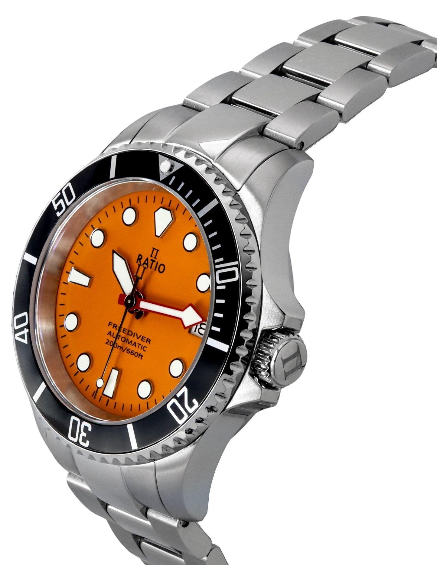 Ratio FreeDiver Sapphire Edelstahl Orange Dial Automatik RTF045 200M Herrenuhr