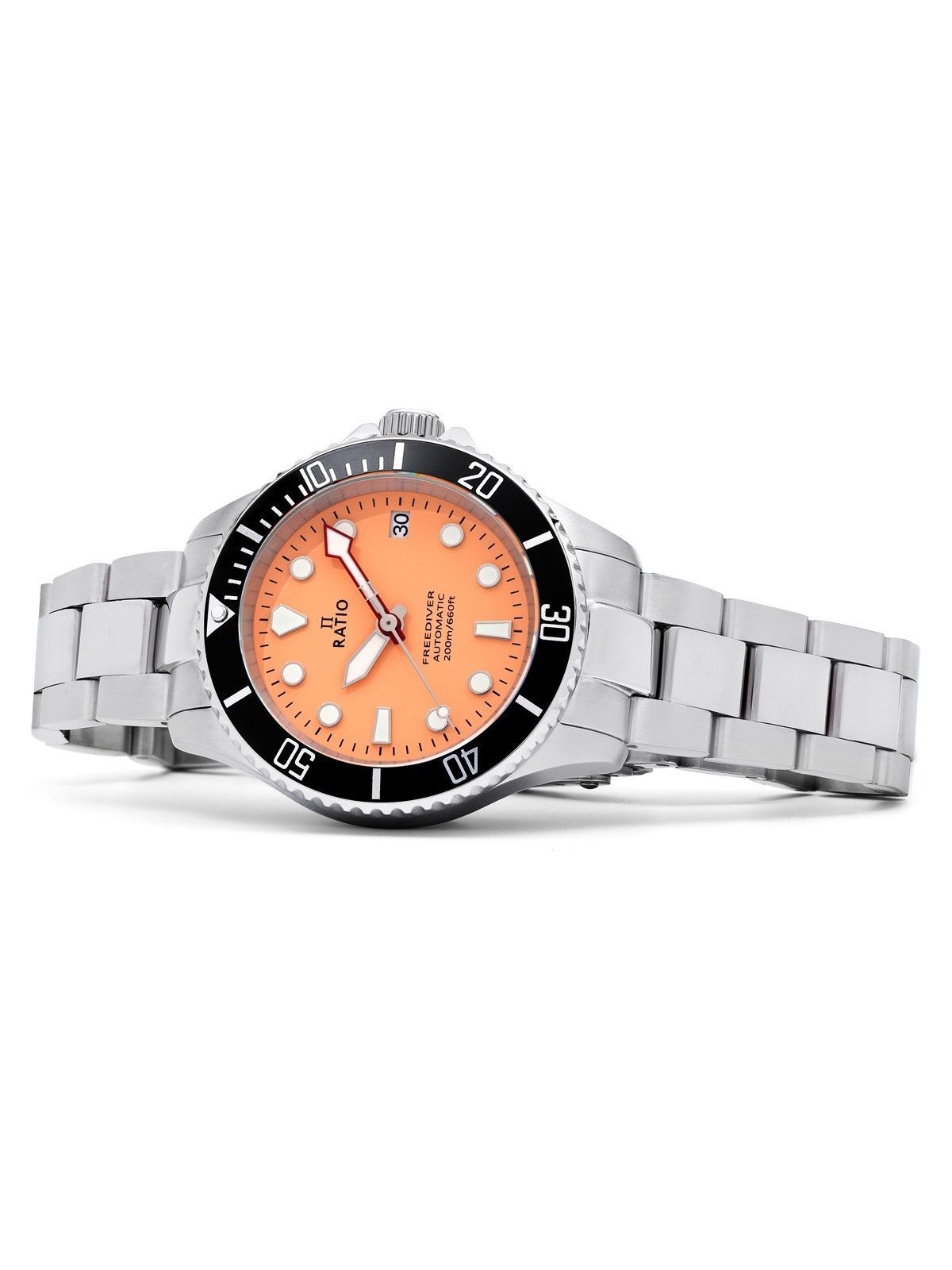 Ratio FreeDiver Sapphire Edelstahl Salmon Dial Automatik RTF046 200M Herrenuhr