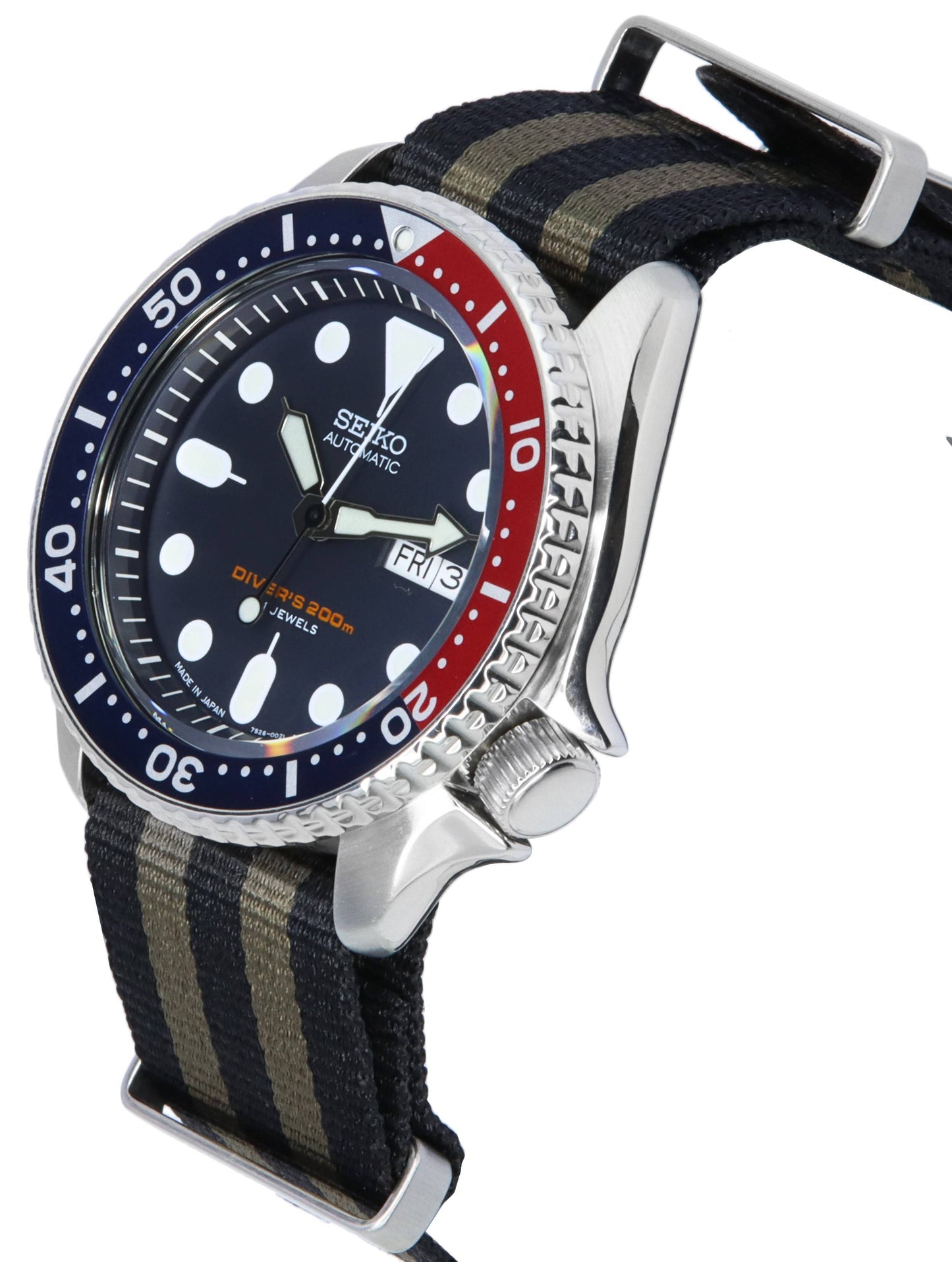 Seiko Blaues Zifferblatt Automatik Taucher SKX009J1-var-NATO21 200M Herrenuhr