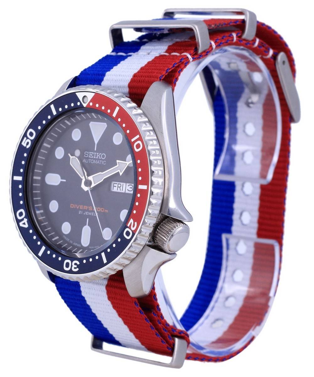 Seiko Automatik Taucher Polyester Made in Japan SKX009J1-var-NATO25 200M Herrenuhr