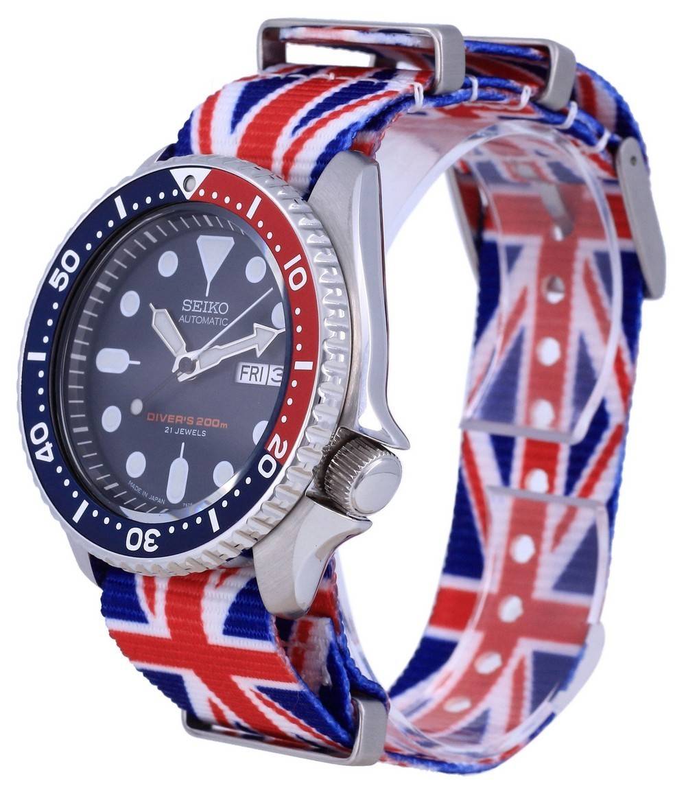 Seiko Automatik Taucher Polyester Made in Japan SKX009J1-var-NATO28 200M Herrenuhr
