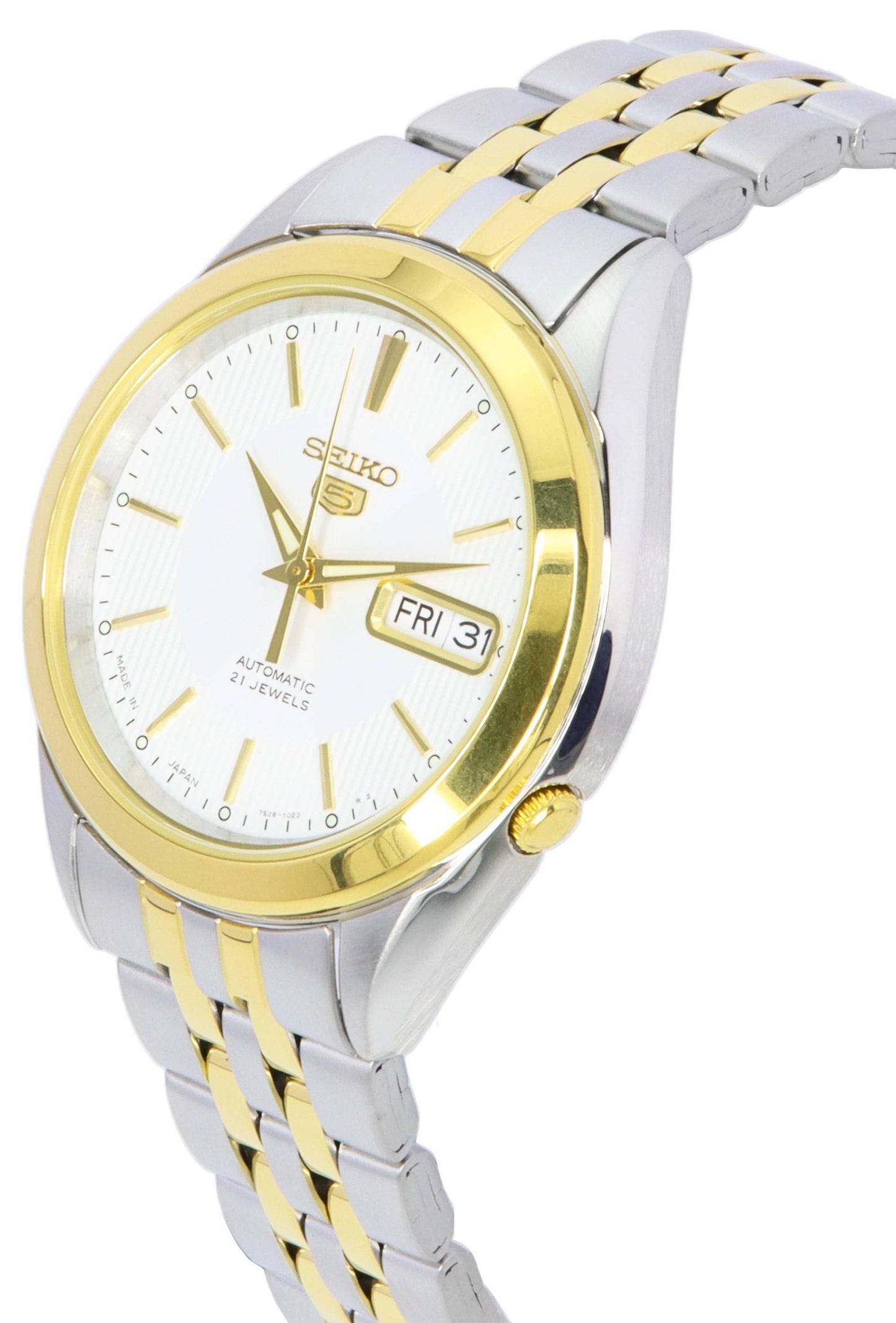 Seiko 5 Two Tone Edelstahl White Dial Automatik SNKL24 SNKL24J1 SNKL24J Herrenuhr