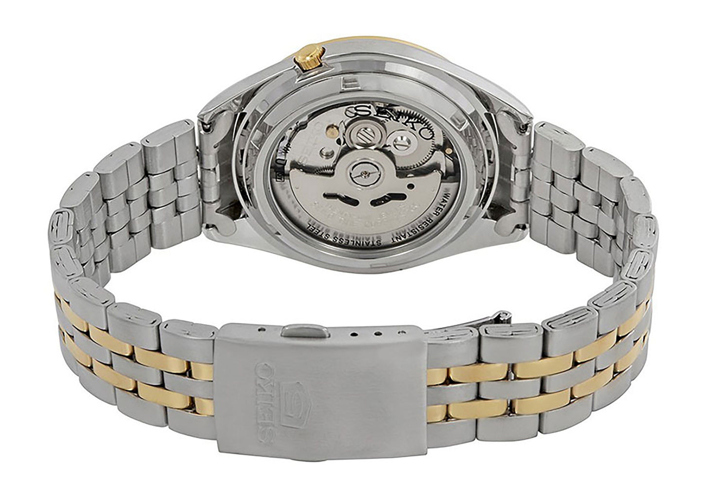 Seiko 5 Two Tone Edelstahl White Dial 21 Jewels Automatik SNKL24K1 Herrenuhr