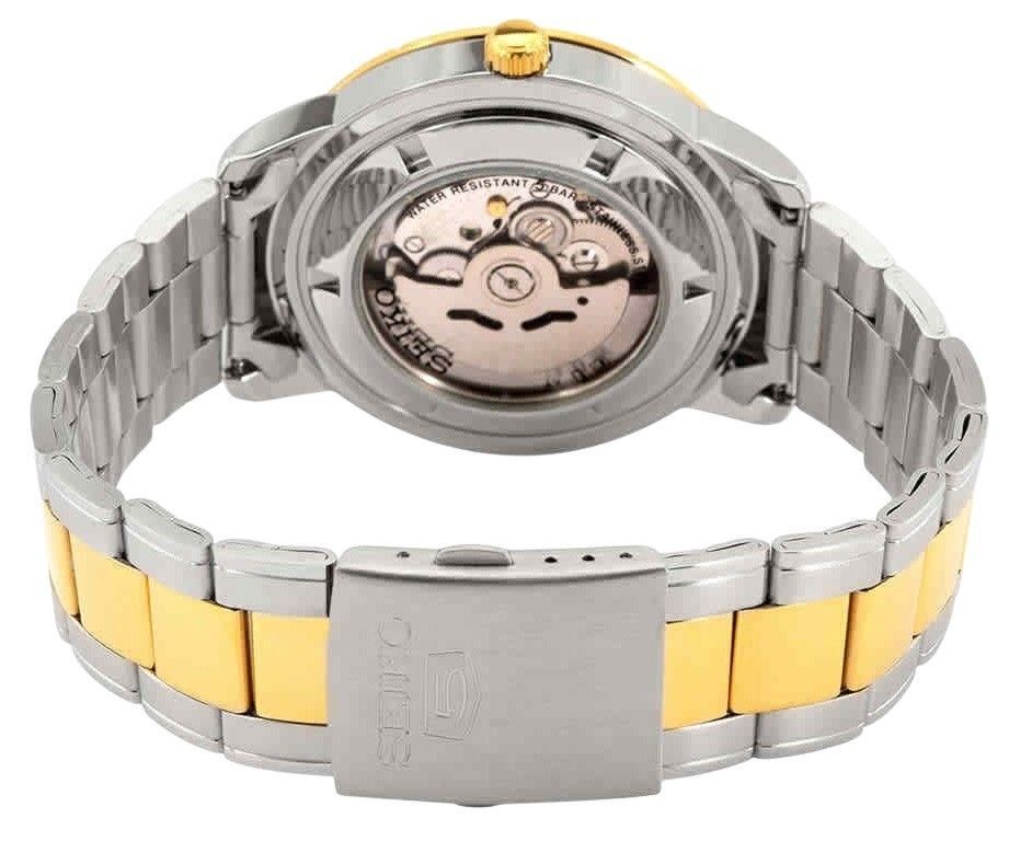 Seiko 5 Two Tone Edelstahl Silberfarbenes Zifferblatt 21 Jewels Automatik SNKN58K1 Herrenuhr