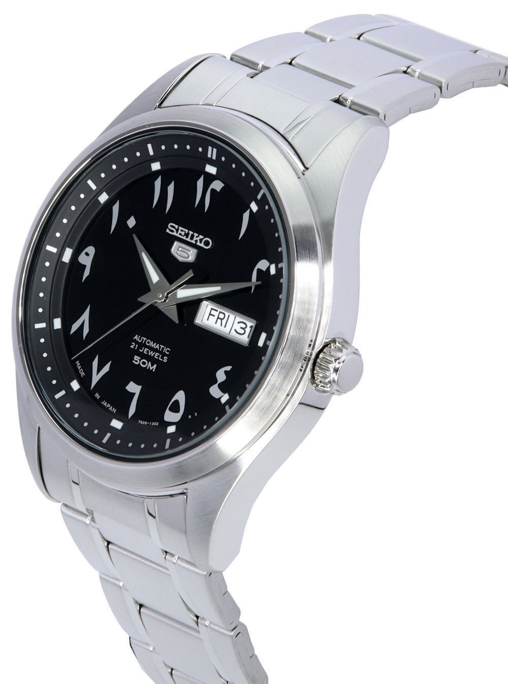 Seiko 5 Edelstahl Black Arabic Dial Automatik SNKP21 SNKP21J1 SNKP21J Herrenuhr