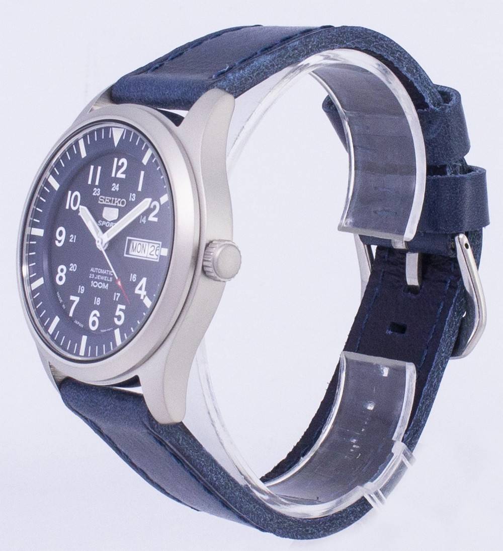 Seiko 5 Sports SNZG11J1-var-LS13 Made in Japan Dark Blue Lederarmband Herrenuhr