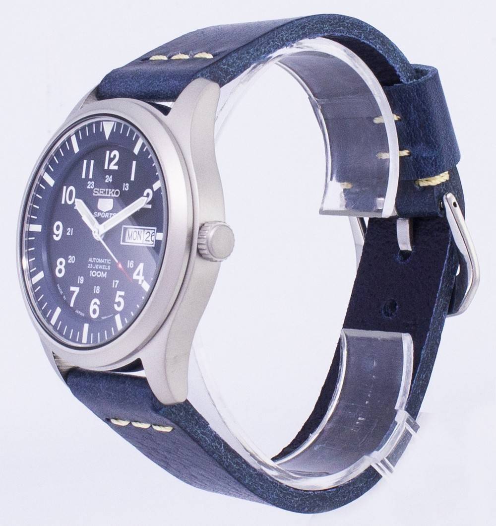 Seiko 5 Sports SNZG11J1-var-LS15 Automatik Dark Blue Lederarmband Herrenuhr