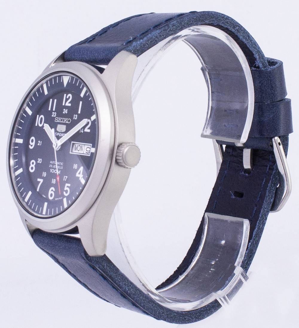 Seiko 5 Sports SNZG11K1-var-LS13 Automatik Dark Blue Lederarmband Herrenuhr