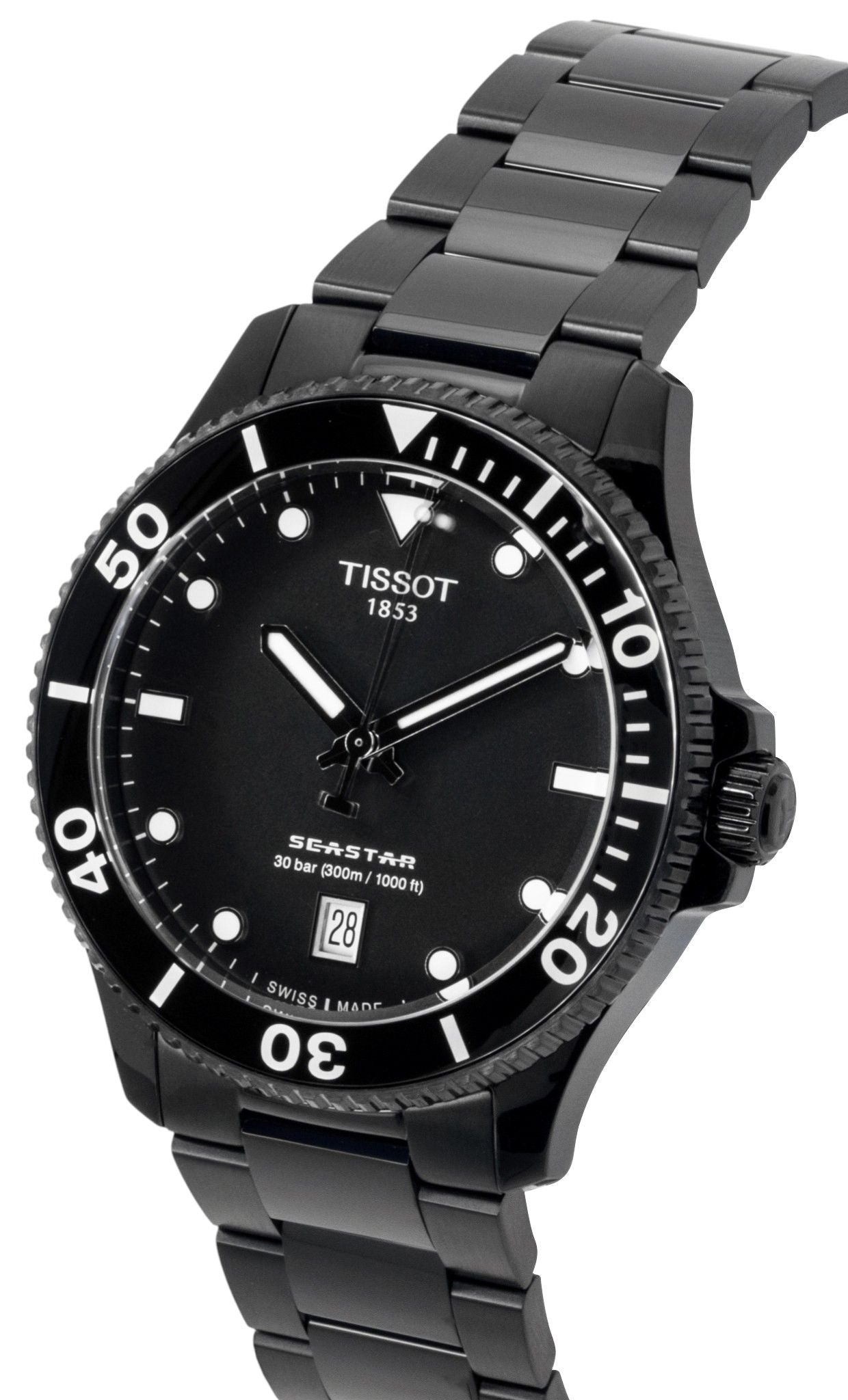 Tissot SeaStar 1000 Edelstahl Schwarzes Zifferblatt Quarz Taucher T120.410.33.051.00 300M Herrenuhr
