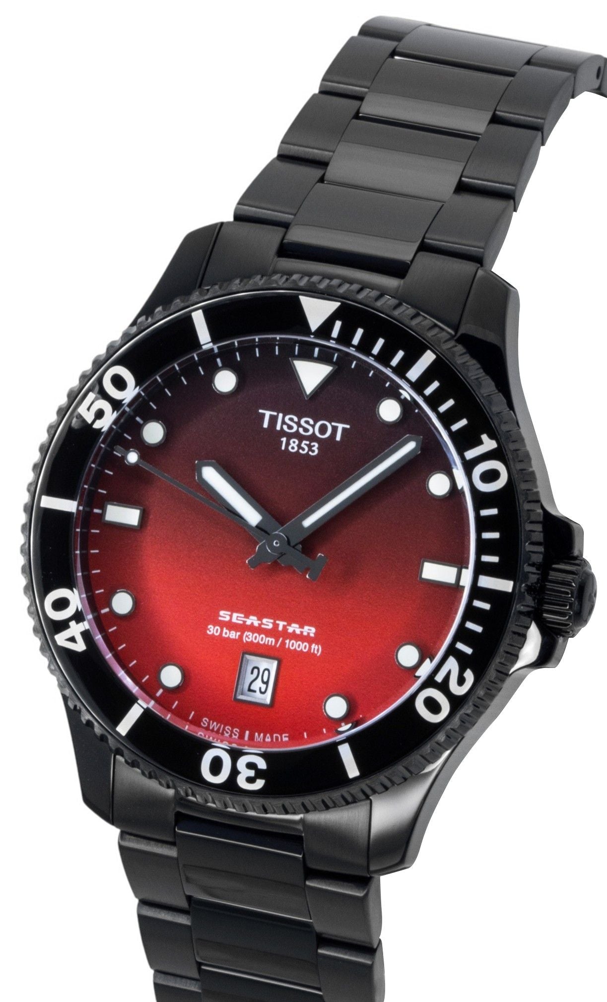 Tissot SeaStar 1000 Edelstahl Red And Schwarzes Zifferblatt Quarz T120.410.33.421.00 300M Herrenuhr