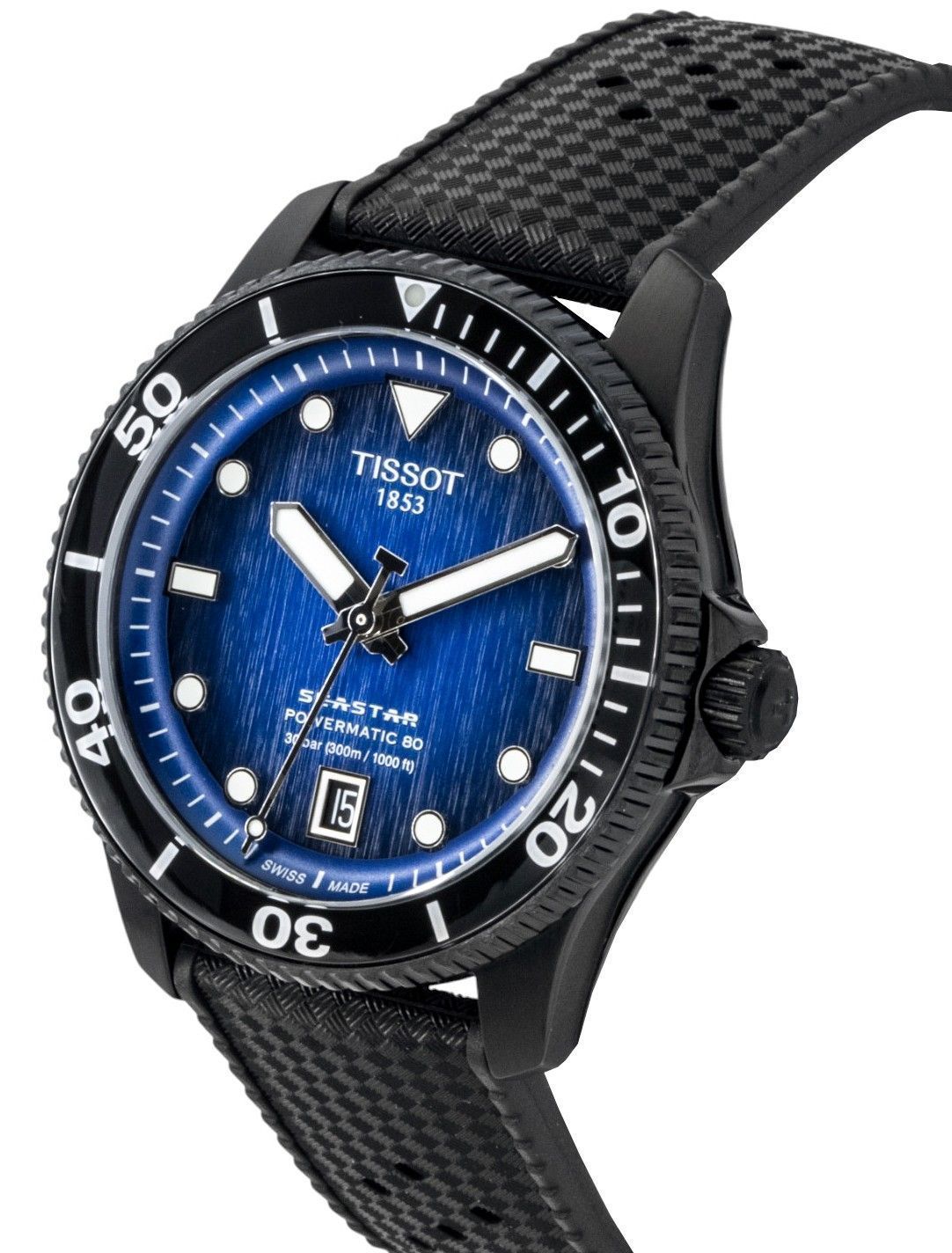 Tissot Seastar 1000 Synthetic Strap Blaues Zifferblatt Automatik Taucher T120.807.37.041.00 300M Herrenuhr