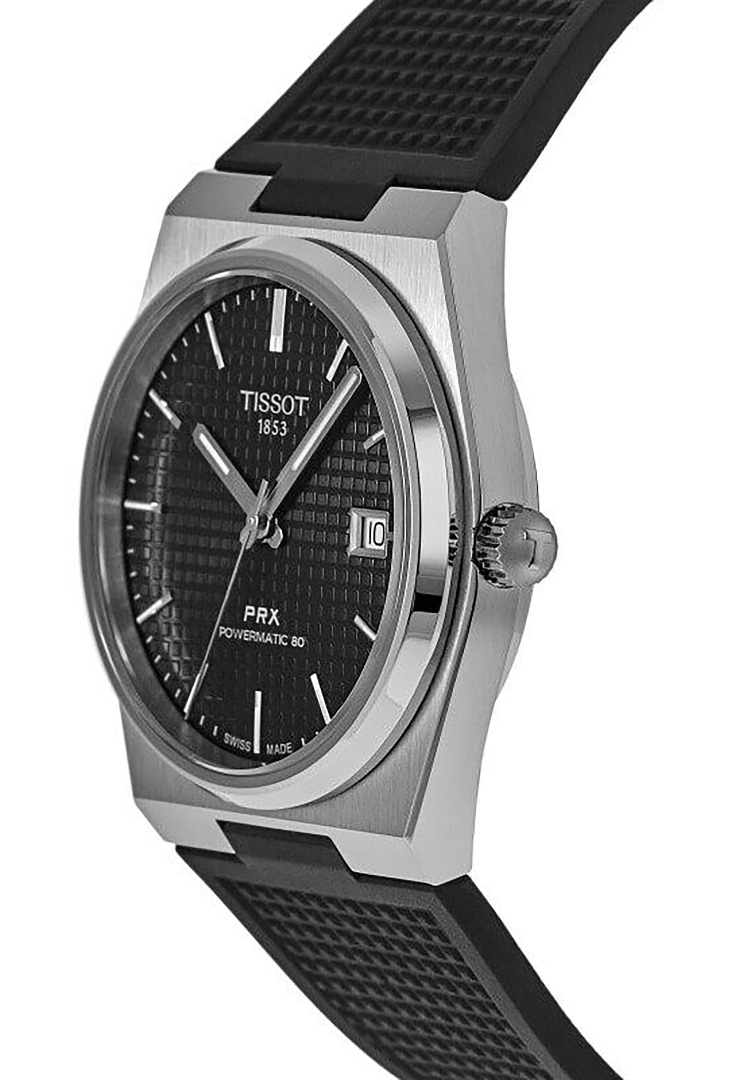 Tissot T-Classic PRX Powermatic 80 Rubber Strap Schwarzes Zifferblatt Automatik T137.407.17.051.00 100M Herrenuhr
