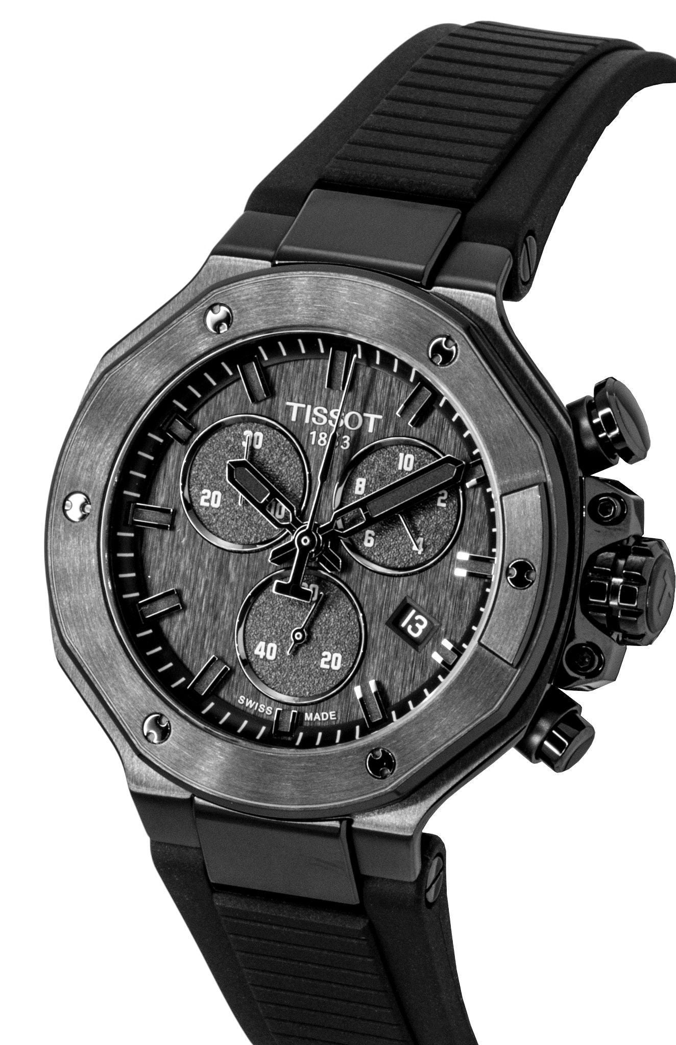 Tissot T-Race Chronograph Silicone Strap Schwarzes Zifferblatt Quarz T141.817.37.051.00 100M Herrenuhr