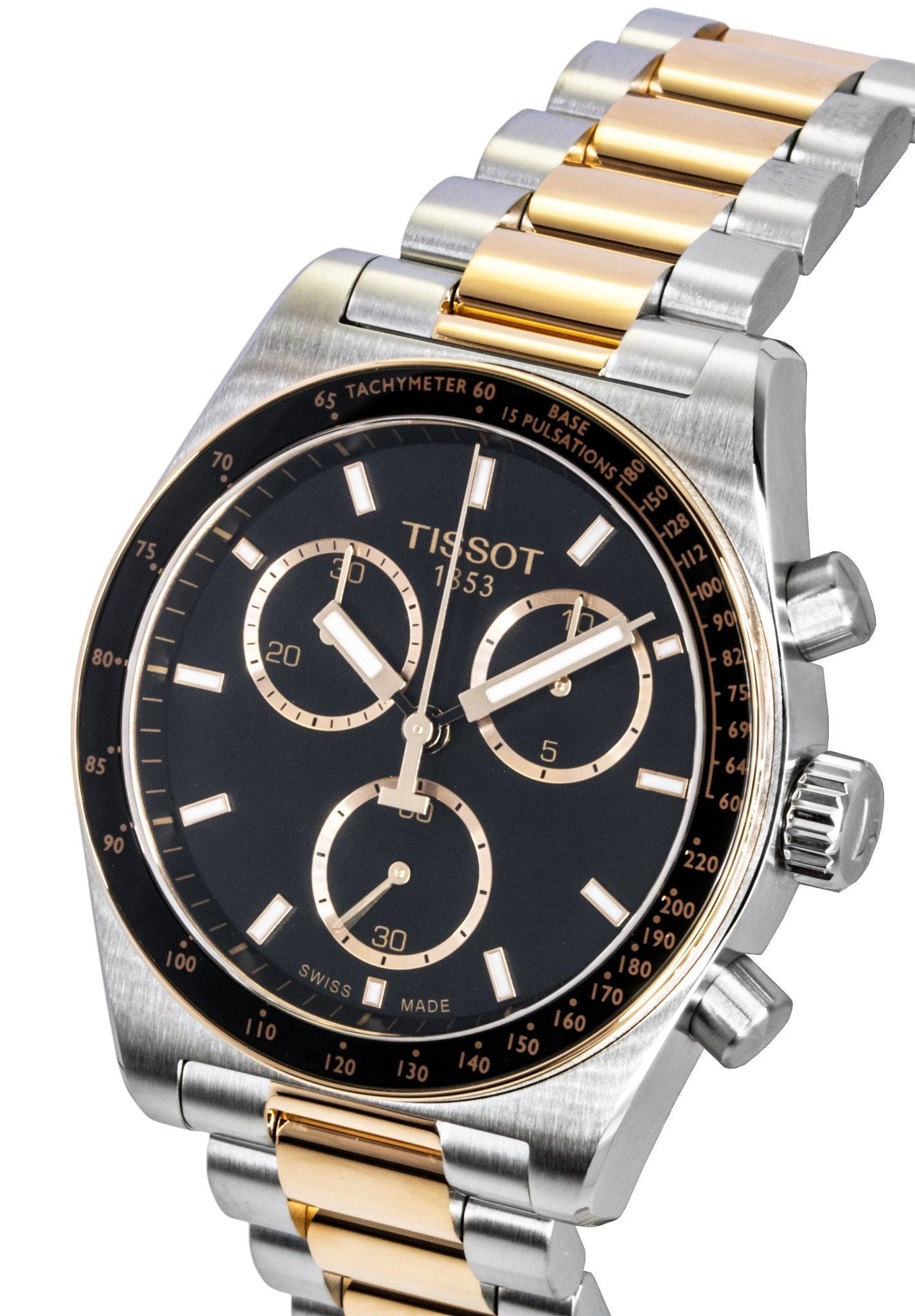 Tissot PR516 Chronograph Two Tone Edelstahl Schwarzes Zifferblatt Quarz T149.417.22.051.01 100M Herrenuhr