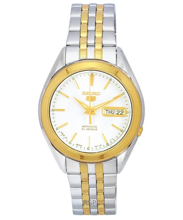 General?berholt Seiko 5 Two Tone Edelstahl White Dial Automatik SNKL24J1 Herrenuhr